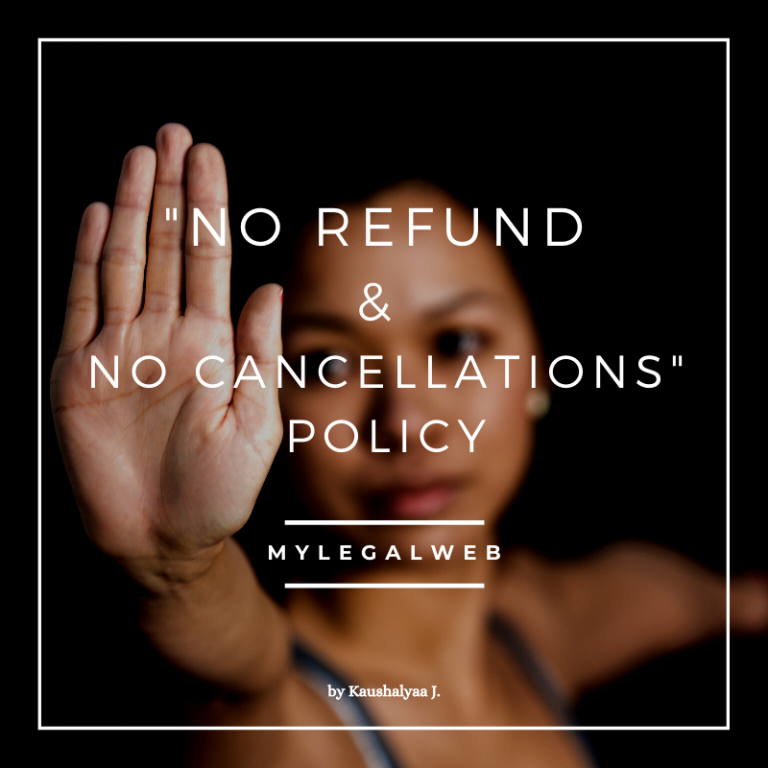 No Refund And No Cancellation Policy My Legal Web